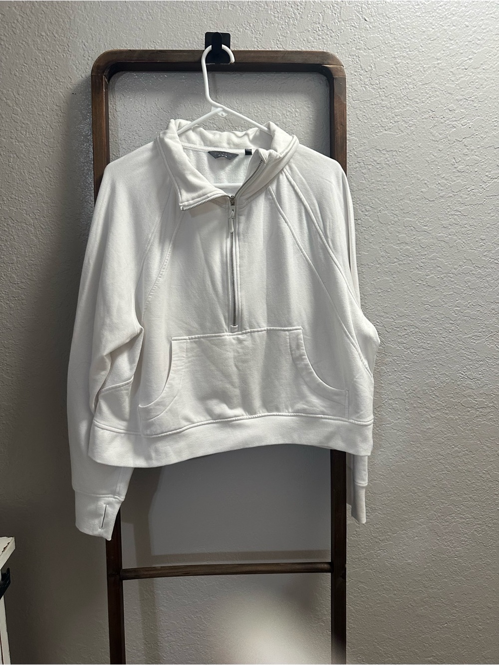Danskin White Cropped Half-Zip Pullover Sweater